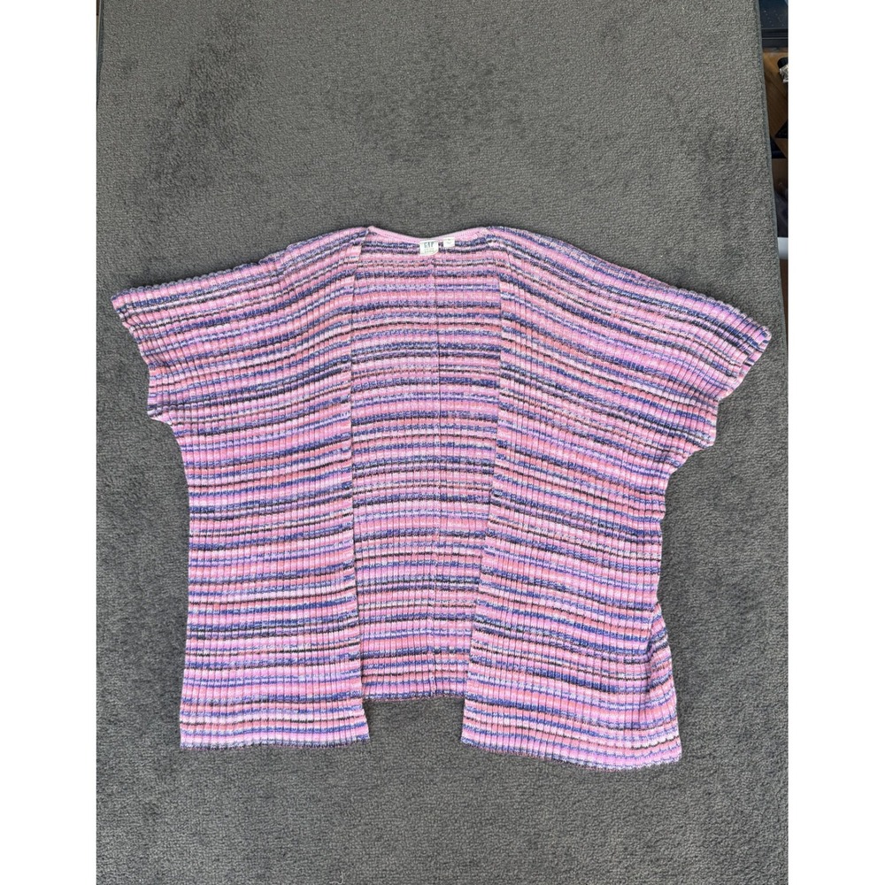 Gap for Good Womens XS Pink Space Dye Ribbed 100% Cotton Open Front Cardigan